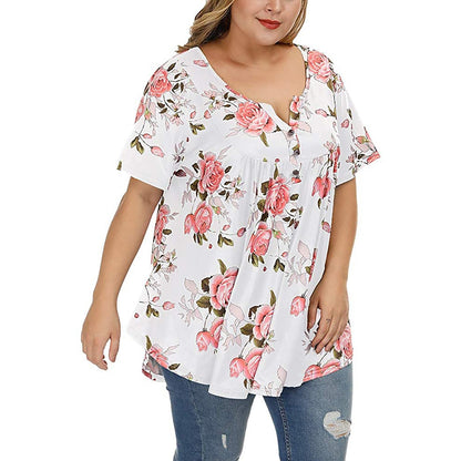 Funki Findz | Shirts | Women's Plus Floral Print, Loose Fit Tops