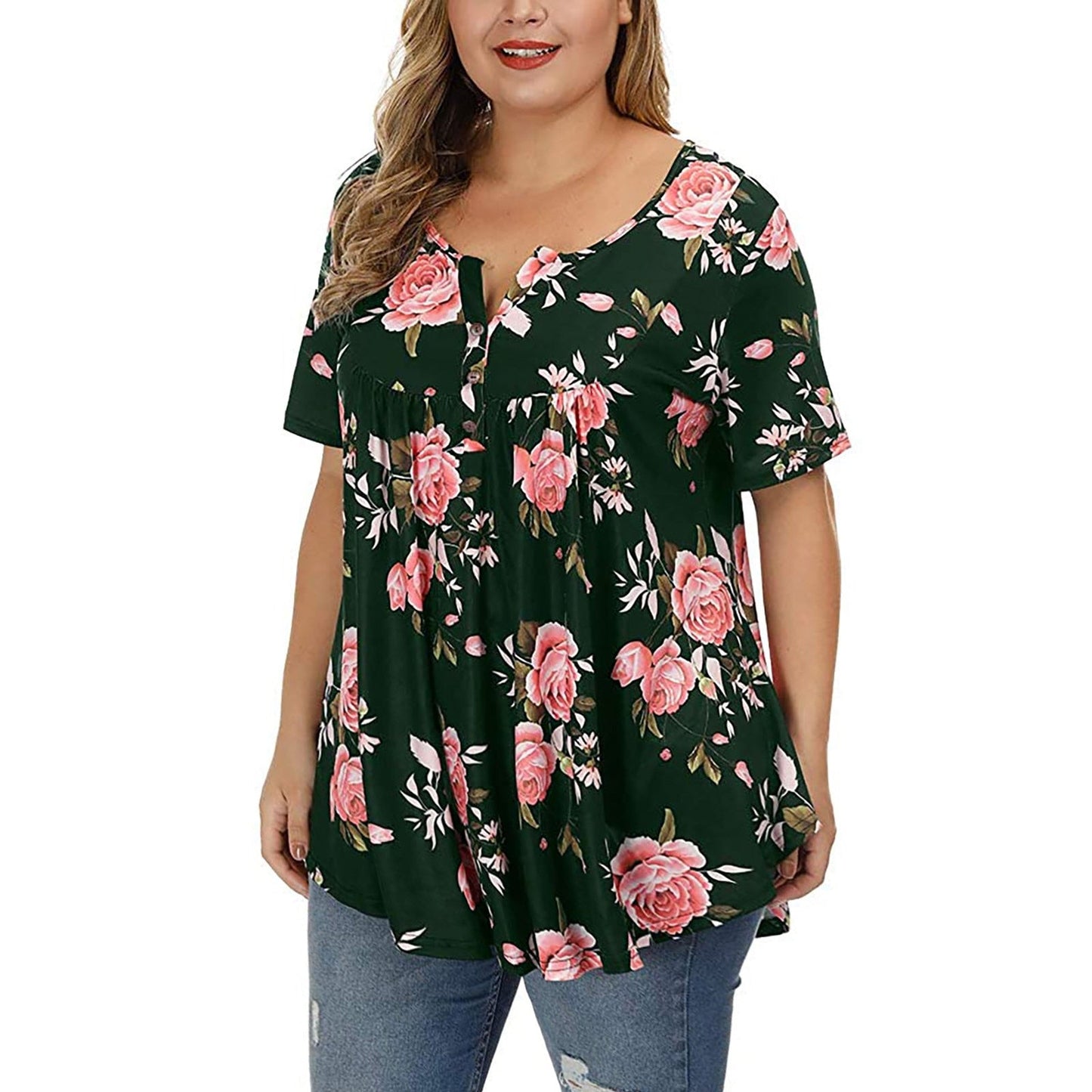 Funki Findz | Shirts | Women's Plus Floral Print, Loose Fit Tops