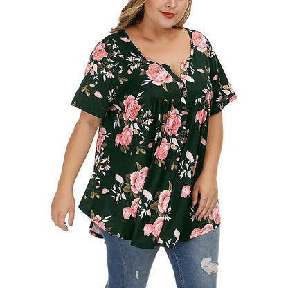Funki Findz | Shirts | Women's Plus Floral Print, Loose Fit Tops