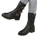 Funki Findz | Boots | Women's Buckle Strap Low Heel Biker Boot