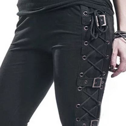 Funki Findz | Pants | Women's Gothic Buckle Strap Lace Up Pant