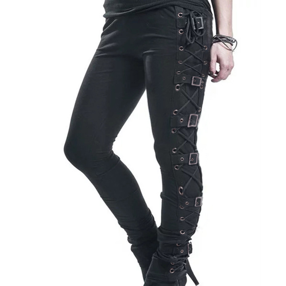Funki Findz | Pants | Women's Gothic Buckle Strap Lace Up Pant