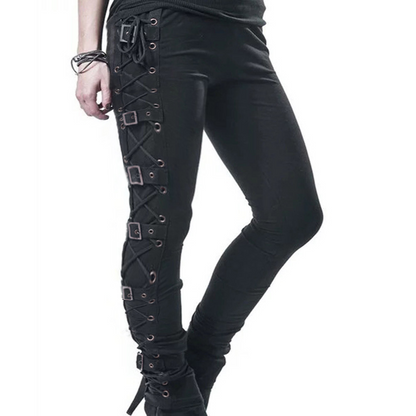 Funki Findz | Pants | Women's Gothic Buckle Strap Lace Up Pant