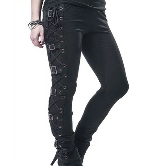 Funki Findz | Pants | Women's Gothic Buckle Strap Lace Up Pant