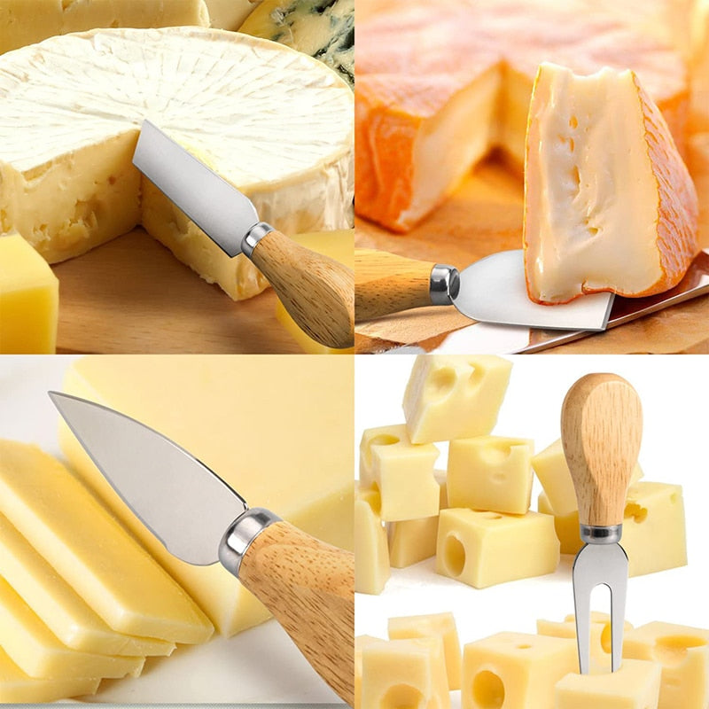 Funki Findz | Cheese Knives | Wood Handled 4 Pcs Set