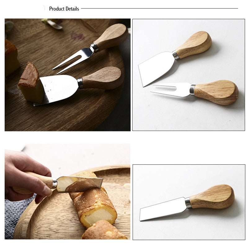Funki Findz | Cheese Knives | Wood Handled 4 Pcs Set