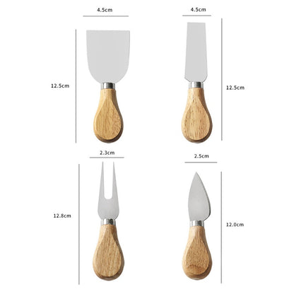 Funki Findz | Cheese Knives | Wood Handled 4 Pcs Set