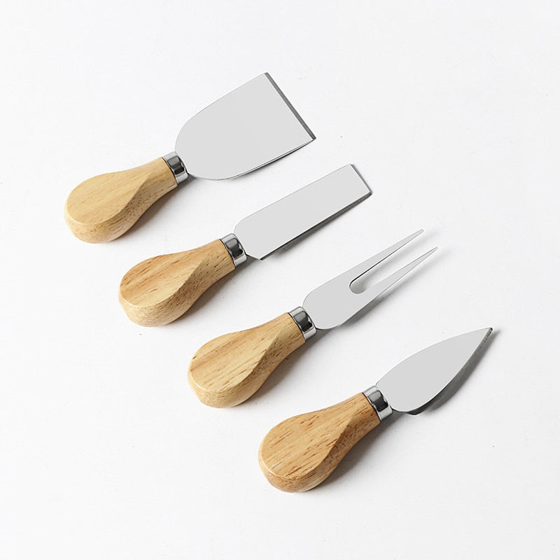 Funki Findz | Cheese Knives | Wood Handled 4 Pcs Set