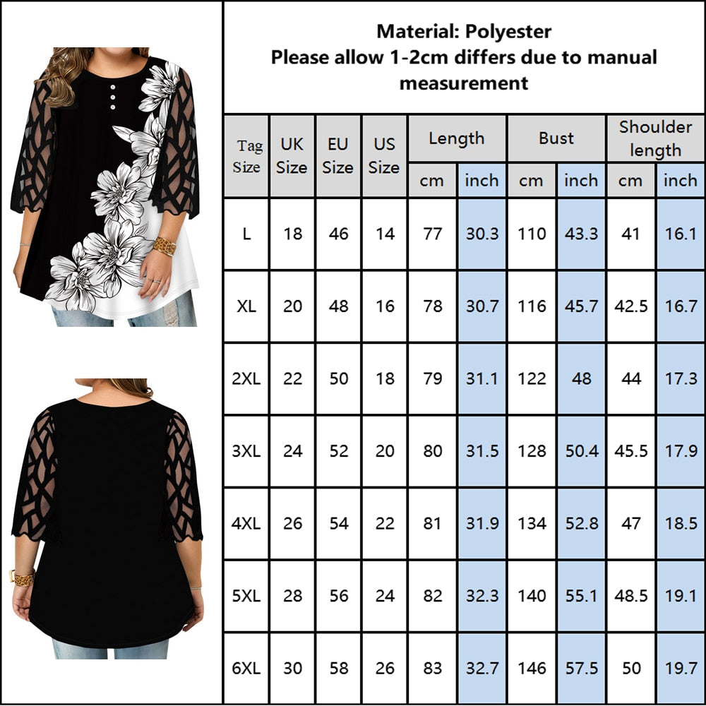Funki Findz | Shirts | Women's Plus Splice Flower Print Blouse