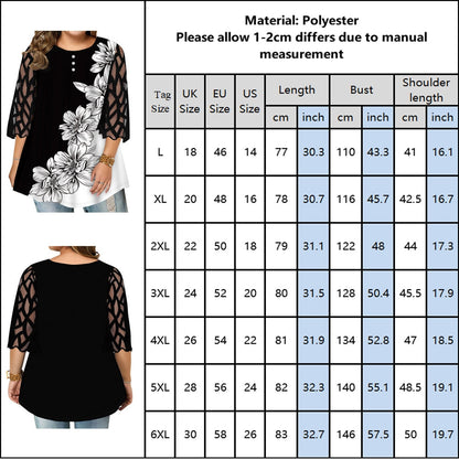 Funki Findz | Shirts | Women's Plus Splice Flower Print Blouse