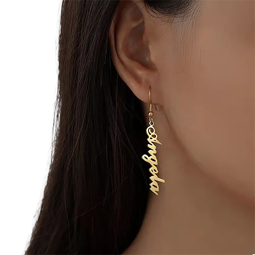 Funki Findz | Earrings | Custom Name Initial Vertical Drop Earring