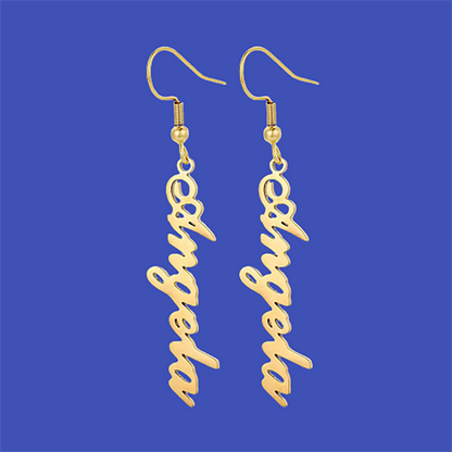 Funki Findz | Earrings | Custom Name Initial Vertical Drop Earring