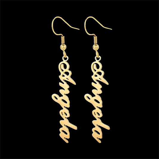 Funki Findz | Earrings | Custom Name Initial Vertical Drop Earring