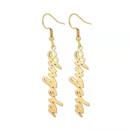 Funki Findz | Earrings | Custom Name Initial Vertical Drop Earring