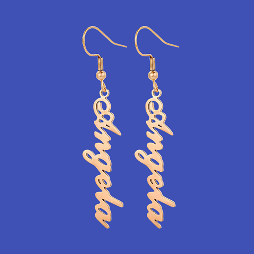 Funki Findz | Earrings | Custom Name Initial Vertical Drop Earring