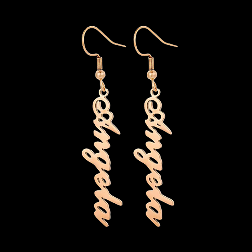 Funki Findz | Earrings | Custom Name Initial Vertical Drop Earring