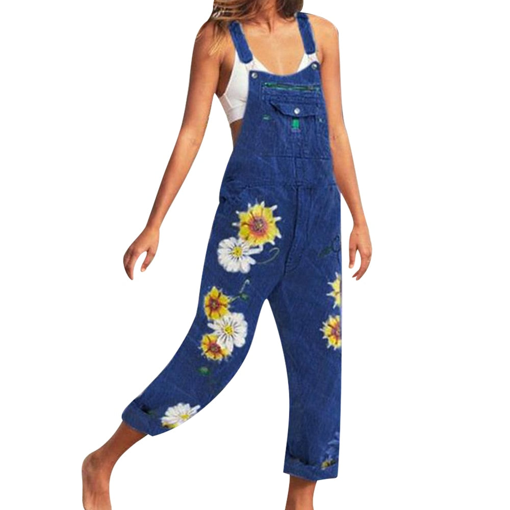 Funki Findz | Pants | Women's  Fashion Daisy Print Bib Overalls