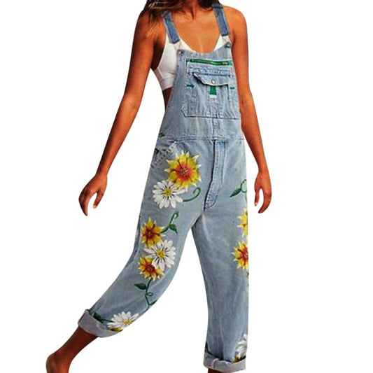 Funki Findz | Pants | Women's  Fashion Daisy Print Bib Overalls