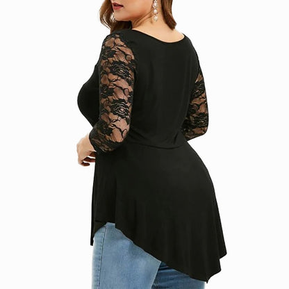 Funki Findz | Shirts | Women's Sexy Lace Spliced Plus Size Shirt