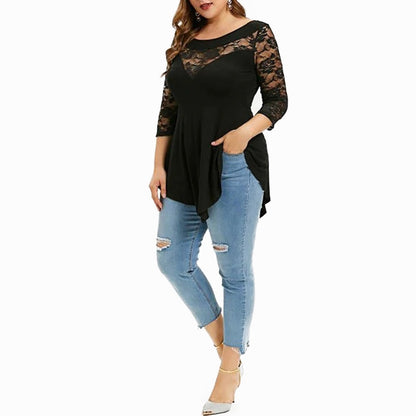 Funki Findz | Shirts | Women's Sexy Lace Spliced Plus Size Shirt