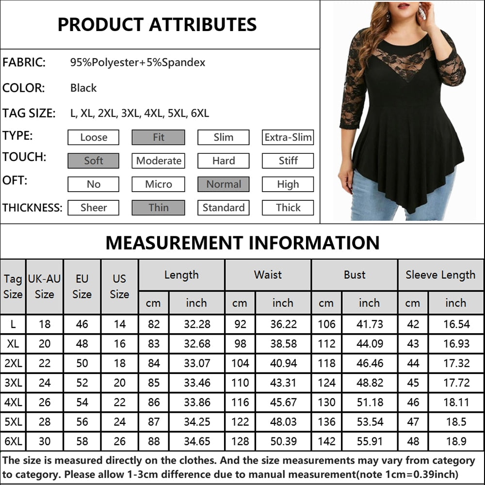 Funki Findz | Shirts | Women's Sexy Lace Spliced Plus Size Shirt