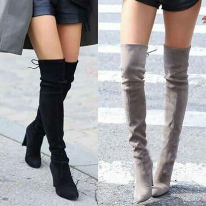 Funki Findz | Boots | Women's Slim Over Knee High Suede Boots