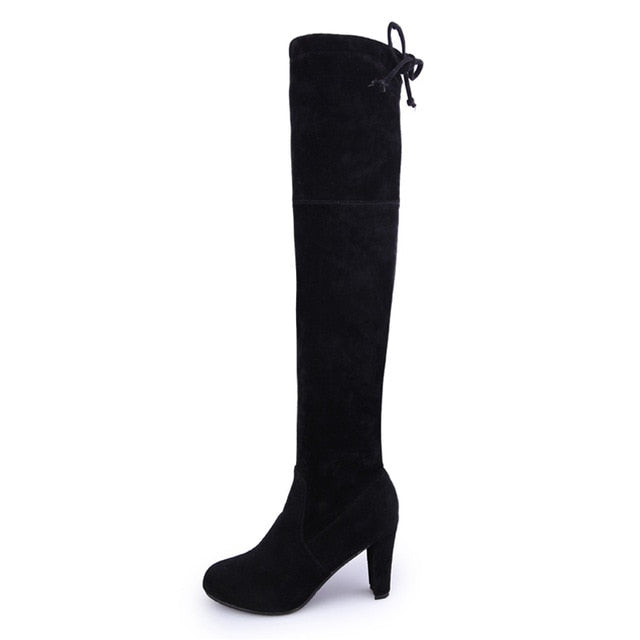 Funki Findz | Boots | Women's Slim Over Knee High Suede Boots