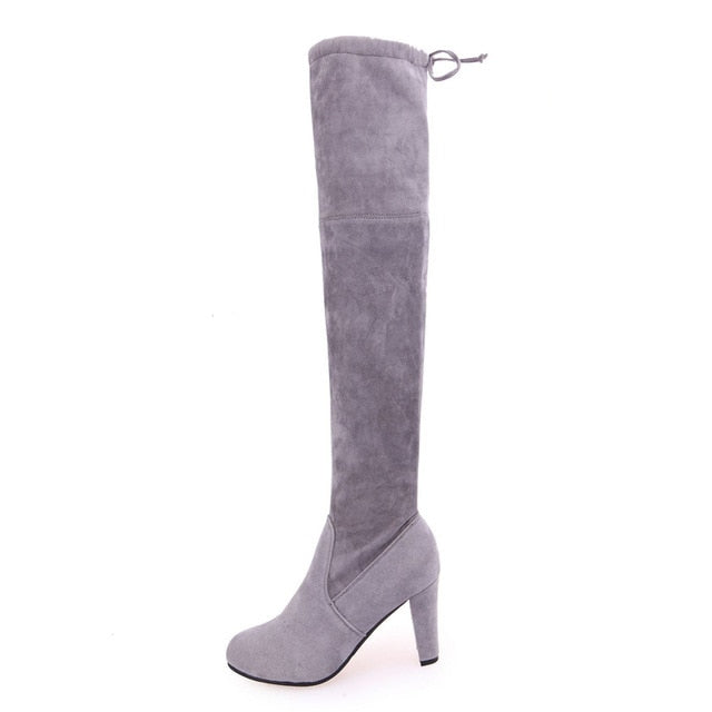 Funki Findz | Boots | Women's Slim Over Knee High Suede Boots