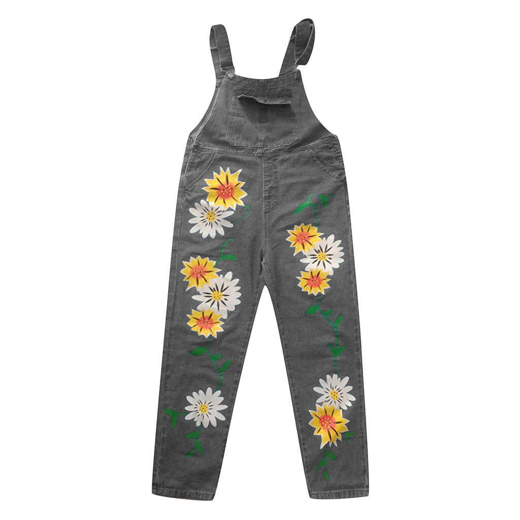 Funki Findz | Pants | Women's Sunflower Denim Bib Overalls
