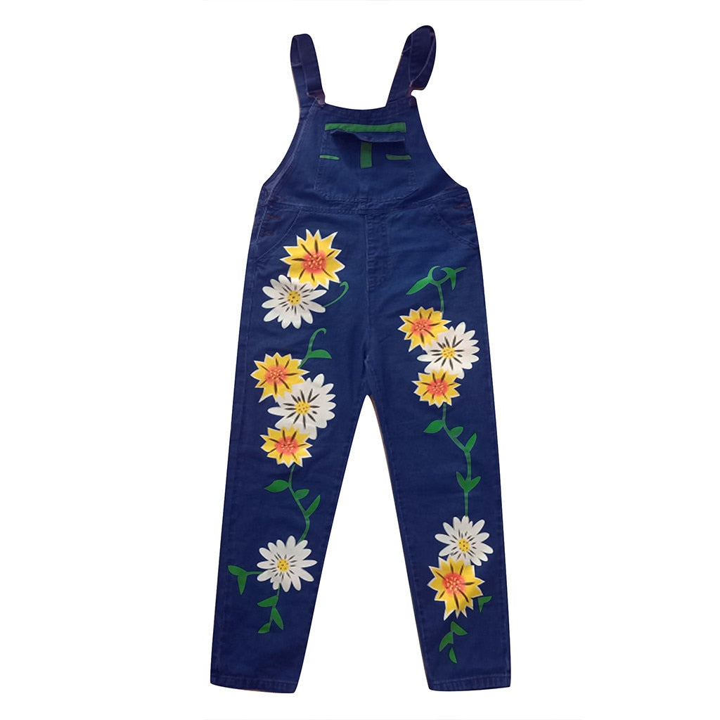 Funki Findz | Pants | Women's Sunflower Denim Bib Overalls