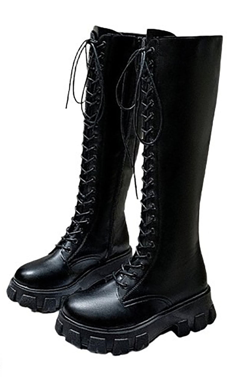 Funki Findz | Boots | Women's Gothic Chunky Heel Knights Boots