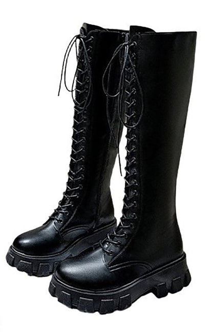 Funki Findz | Boots | Women's Gothic Chunky Heel Knights Boots
