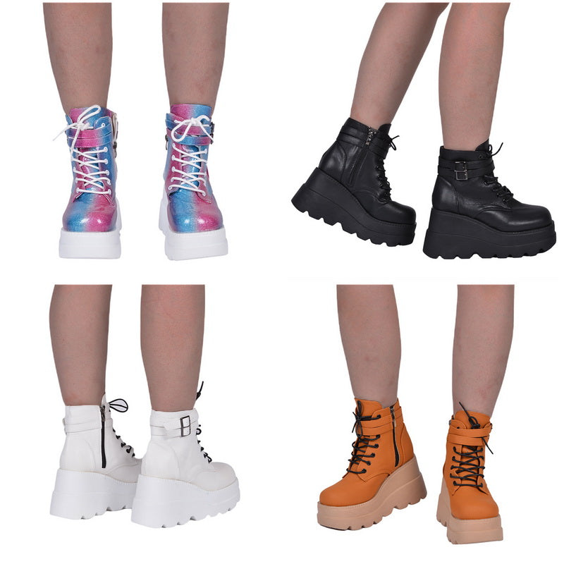 Funki Findz | Boots | Women's High Platform Buckle Ankle Boots