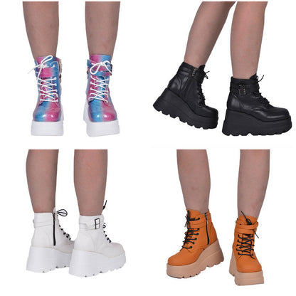 Funki Findz | Boots | Women's High Platform Buckle Ankle Boots