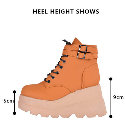 Funki Findz | Boots | Women's High Platform Buckle Ankle Boots
