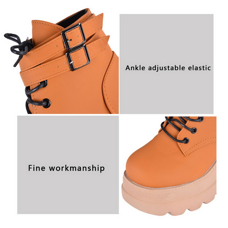 Funki Findz | Boots | Women's High Platform Buckle Ankle Boots
