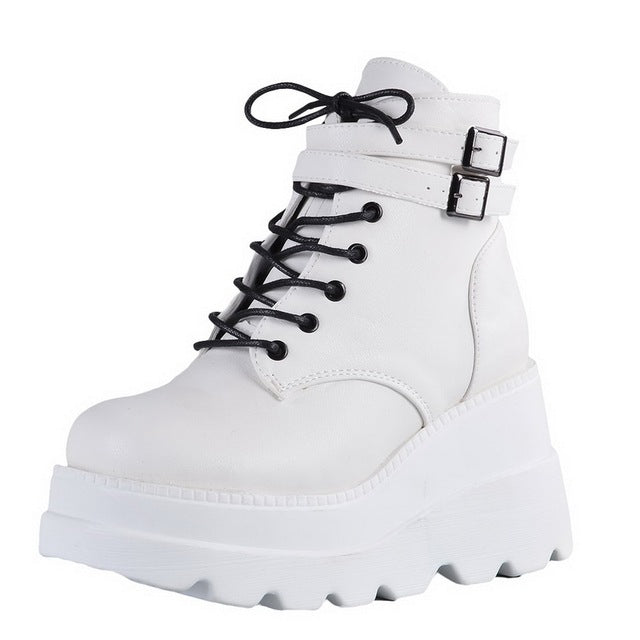 Funki Findz | Boots | Women's High Platform Buckle Ankle Boots
