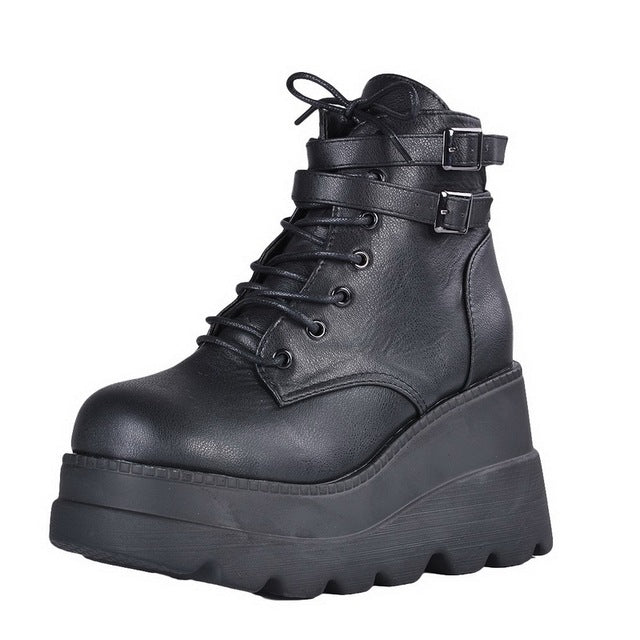 Funki Findz | Boots | Women's High Platform Buckle Ankle Boots