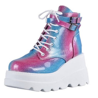 Funki Findz | Boots | Women's High Platform Buckle Ankle Boots