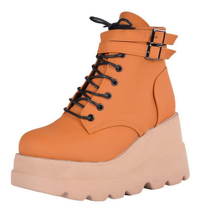 Funki Findz | Boots | Women's High Platform Buckle Ankle Boots