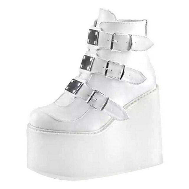 Funki Findz | Boots | Women's Buckle Strap Wedge Ankle Boots