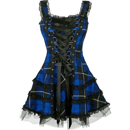 Funki Findz | Dresses | Women's Gothic Punk Plaid Mini Dress