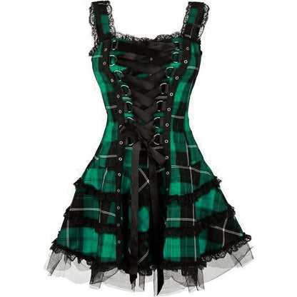 Funki Findz | Dresses | Women's Gothic Punk Plaid Mini Dress