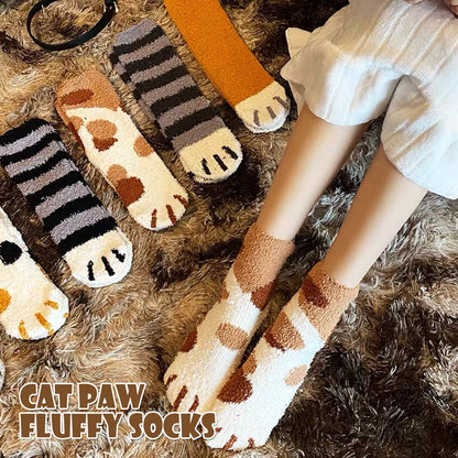 Funki Findz | Socks | Unisex Fuzzy Warm Paw Print Socks 6 Pcs