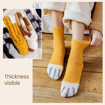 Funki Findz | Socks | Unisex Fuzzy Warm Paw Print Socks 6 Pcs
