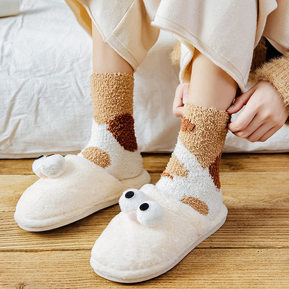 Funki Findz | Socks | Unisex Fuzzy Warm Paw Print Socks 6 Pcs