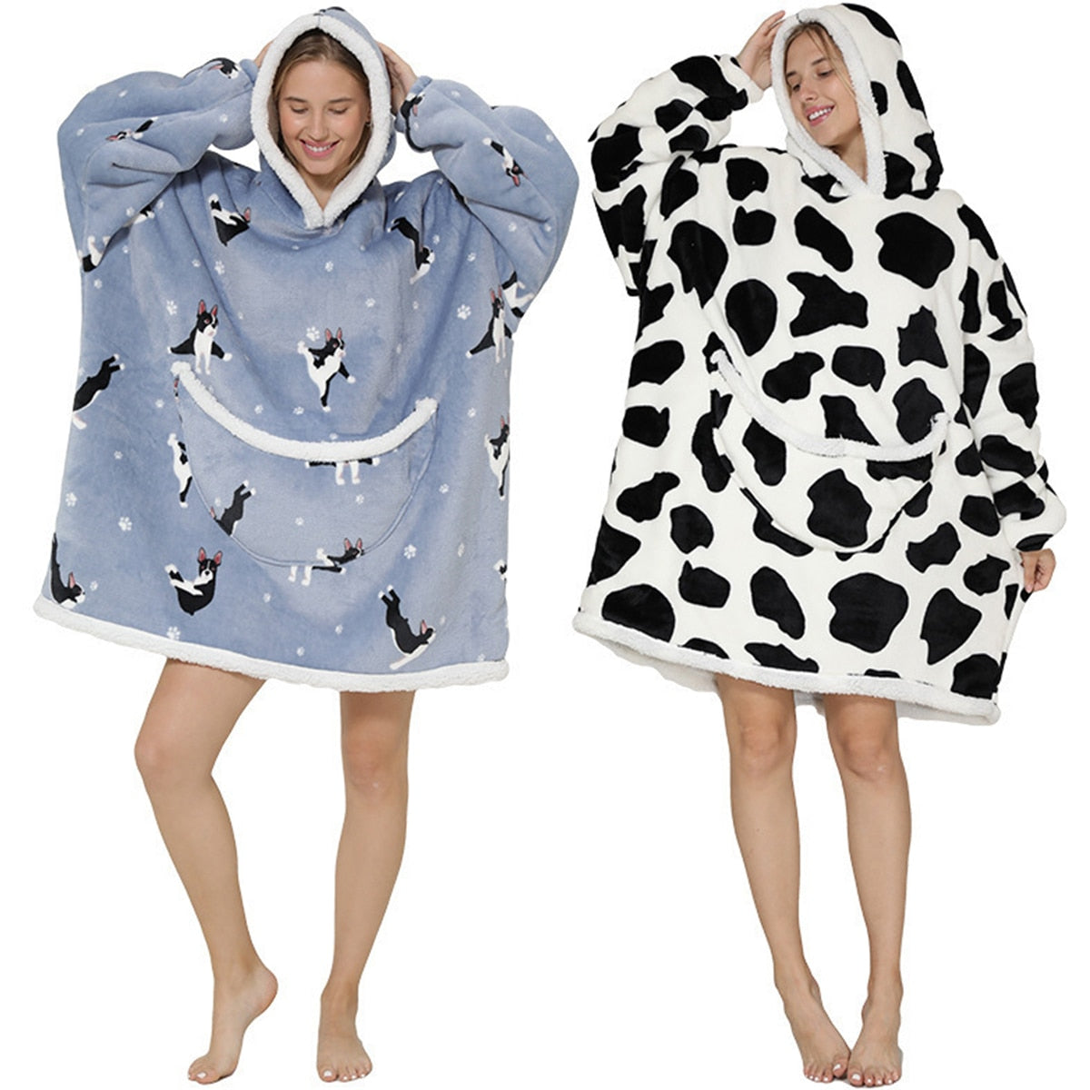 Funki Findz | Oodies | Unisex Soft Animal Print Hoodie Blanket
