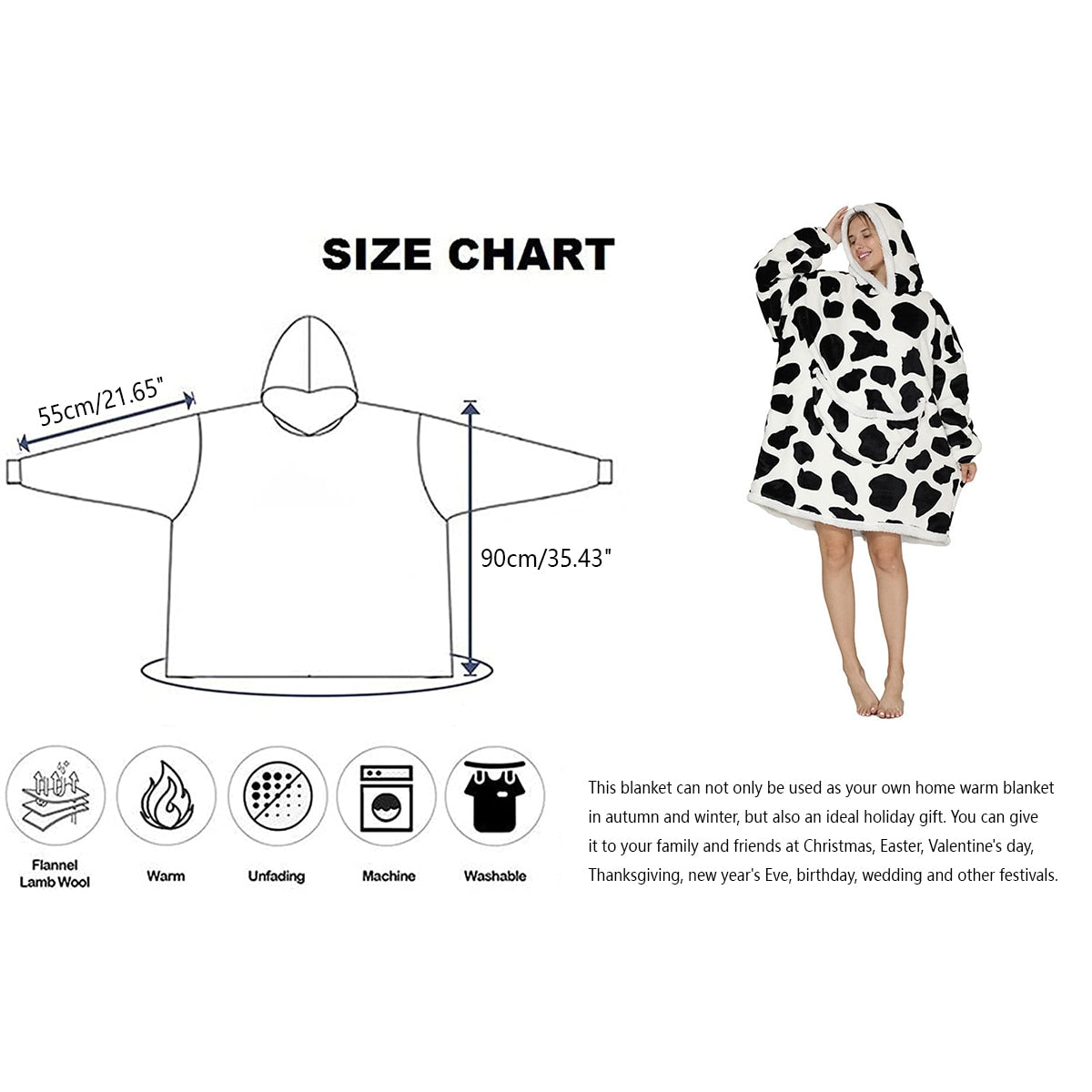 Funki Findz | Oodies | Unisex Soft Animal Print Hoodie Blanket