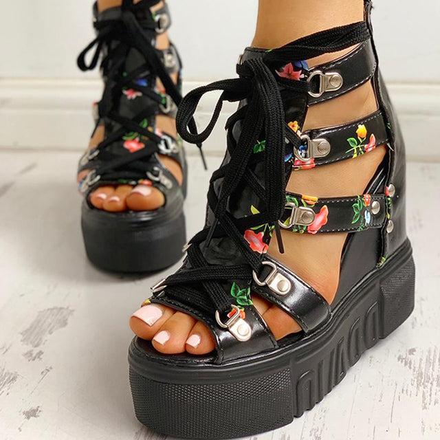 Funki Findz | Shoes | Women's Strappy Platform Wedge Shoes