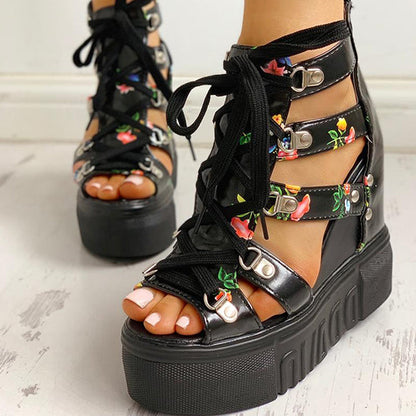 Funki Findz | Shoes | Women's Strappy Platform Wedge Shoes